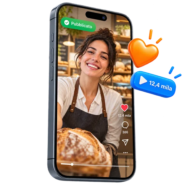 Smartphone con reel pubblicato