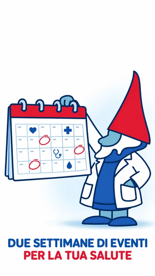 Lo gnomo con il calendario delle due settimane di eventi